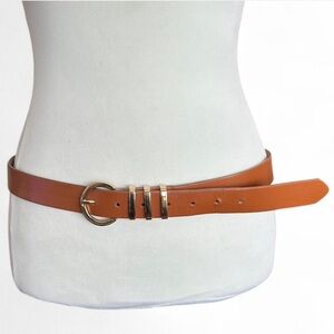 Lp Blue Linea Pelle Tan Faux Leather Belt